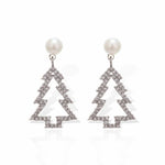 Diamond Christmas Tree Earrings Pearl Fashion Christmas
